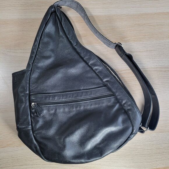 AmeriBag Healthy Back Bag Leather Shoulder Sling Bag 16" Crossbody Daypack USA - Picture 2 of 7